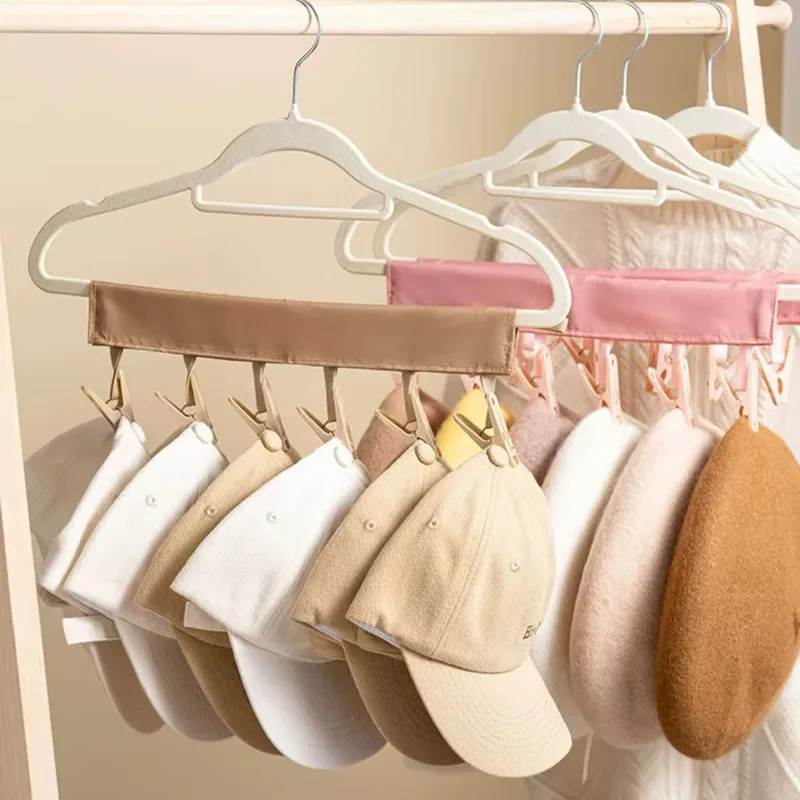 Foldable Fabric Clothes Hanger with Clips, Portable Closet Organizer for Socks & Underwear