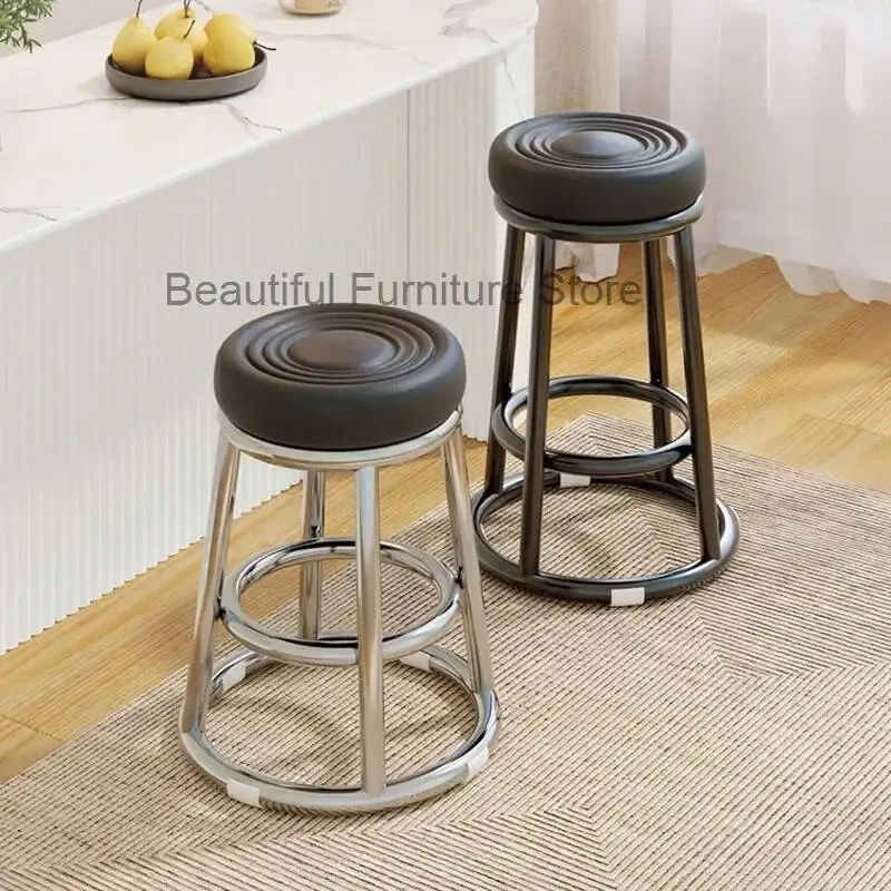 

Stylish Round Bar Chairs Coffee Leather Black Design Bar Stool Nordic Luxury Taburetes Para Barra De Cocina Modern Furniture