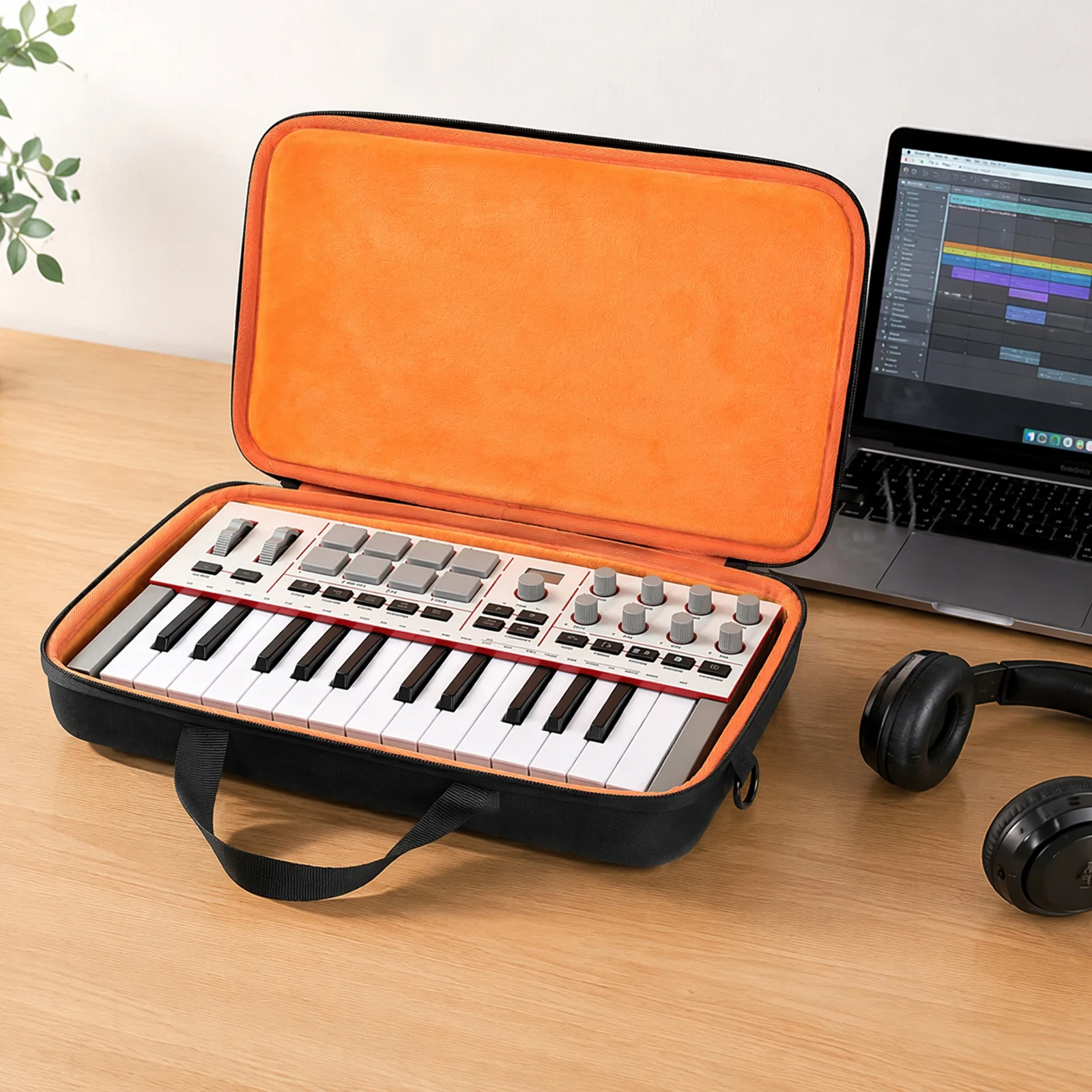 Hard Carrying Case for Akai MPK Mini IV USB-C MIDI Keyboard Controller EVA Waterproof Storage Bag with Shoulder Strap