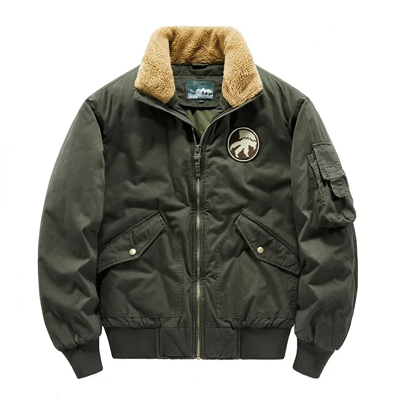 Chaqueta Retro de lana de cordero para hombre, ropa acolchada de algodón, Parka gruesa y cálida para senderismo, caza, trabajo, talla grande, Led, invierno, nuevo