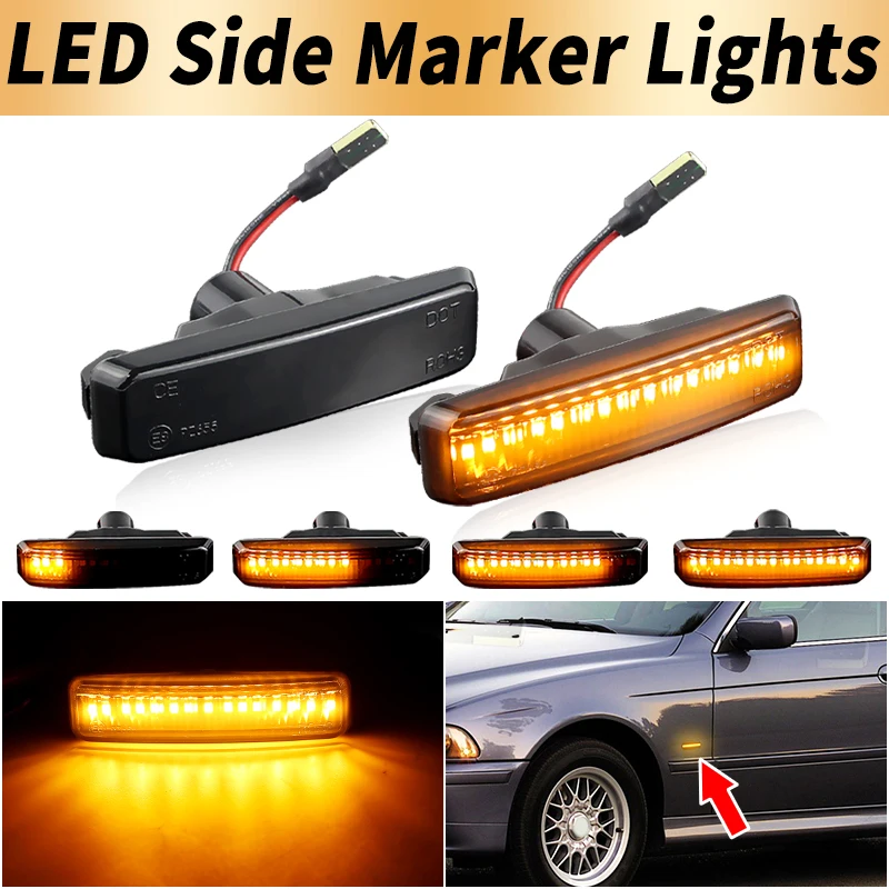 2PCS LED Dynamic Turn Signal Lights Canbus For BMW 5 Series E39 1995-2003 All Models M5 1998-03 Side Marker Lamp Car Accessories