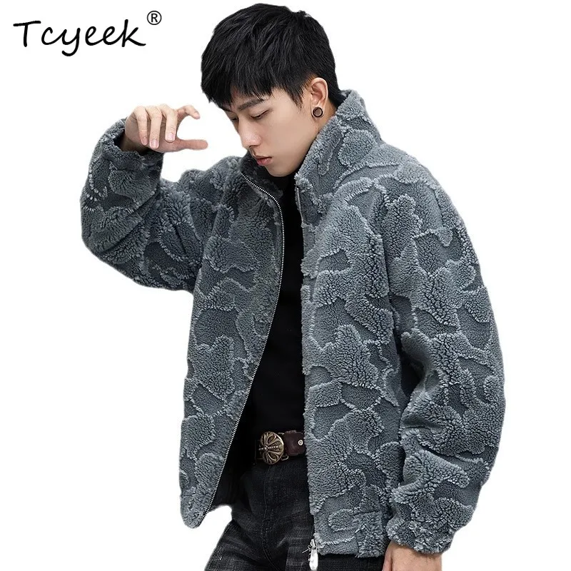 Tcyeek Real Wool Fur Jackets for Man Loose Composite Granular Wool Mens Jacket Winter Clothes Thick Mens Fur Coat 2026 Chaqueta