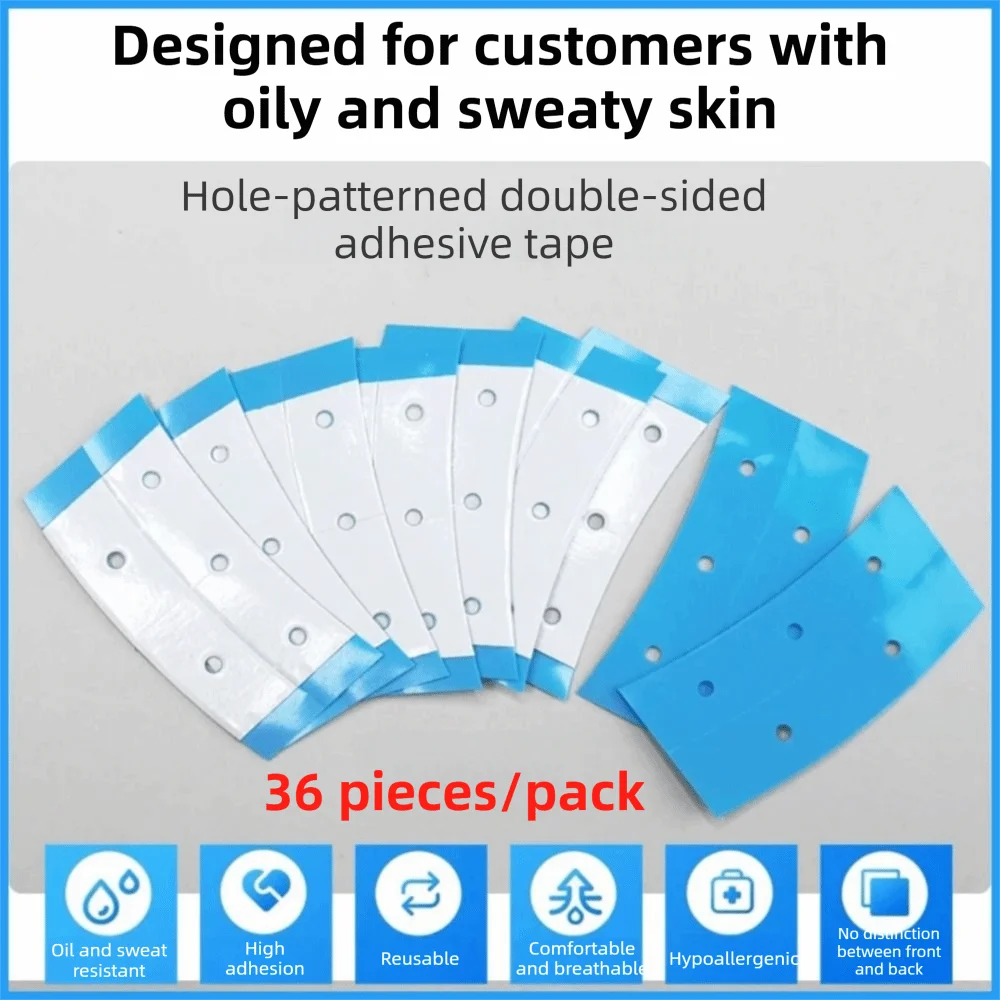 36Pcs Waterproof Lace Front Wig Tape C-Shaped Ultra Hold Bonding Glue Thin Breathable Hair Piece Tape Mens Toupee