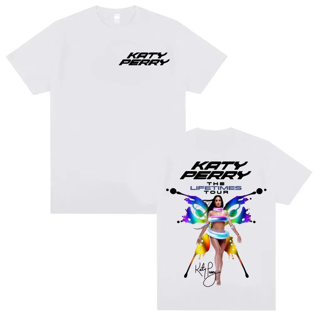 Sänger Katy Perry The Lifetime Europe Tour 2025 T-Shirt Herren Damen Harajuku Mode Ästhetik T-Shirts Lässiges übergroßes T-Shirt