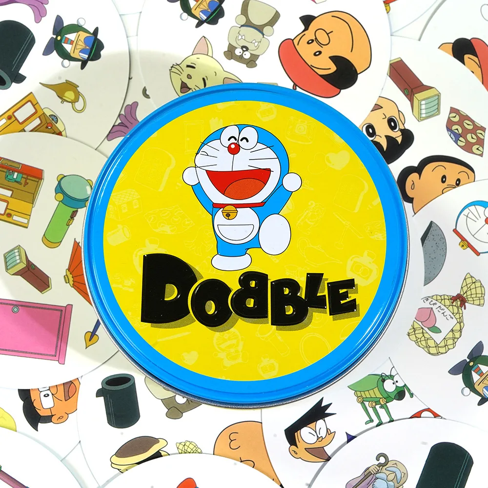 Spot It Cards Game Dobble Juego Pokemon Pikachu with Metal Box One Piece Doraemon Friends Party Jr Hip Board Game for Kids Gifts