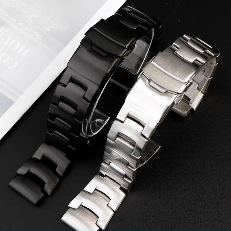 

For Casio PRO TREK PRG-/260/270 PRW-3500/2500/5100 Professional Grade 18mm Steel Watch Strap Black Finish Secure Buckle System