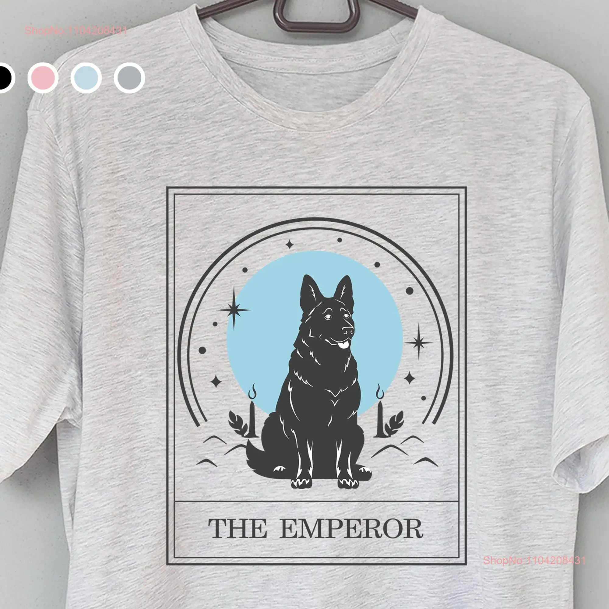 German Shepherd t shirt in a tarot card celestial style Personalized gift for pet owner long or short sleeves