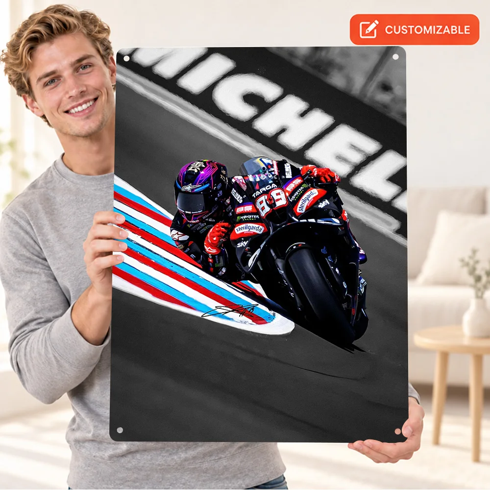 Jorge Martin MotoGP Racing Action Printed Poster Personalized Aluminum Metal Sign Selective Color Photo Wall Art For Workshop