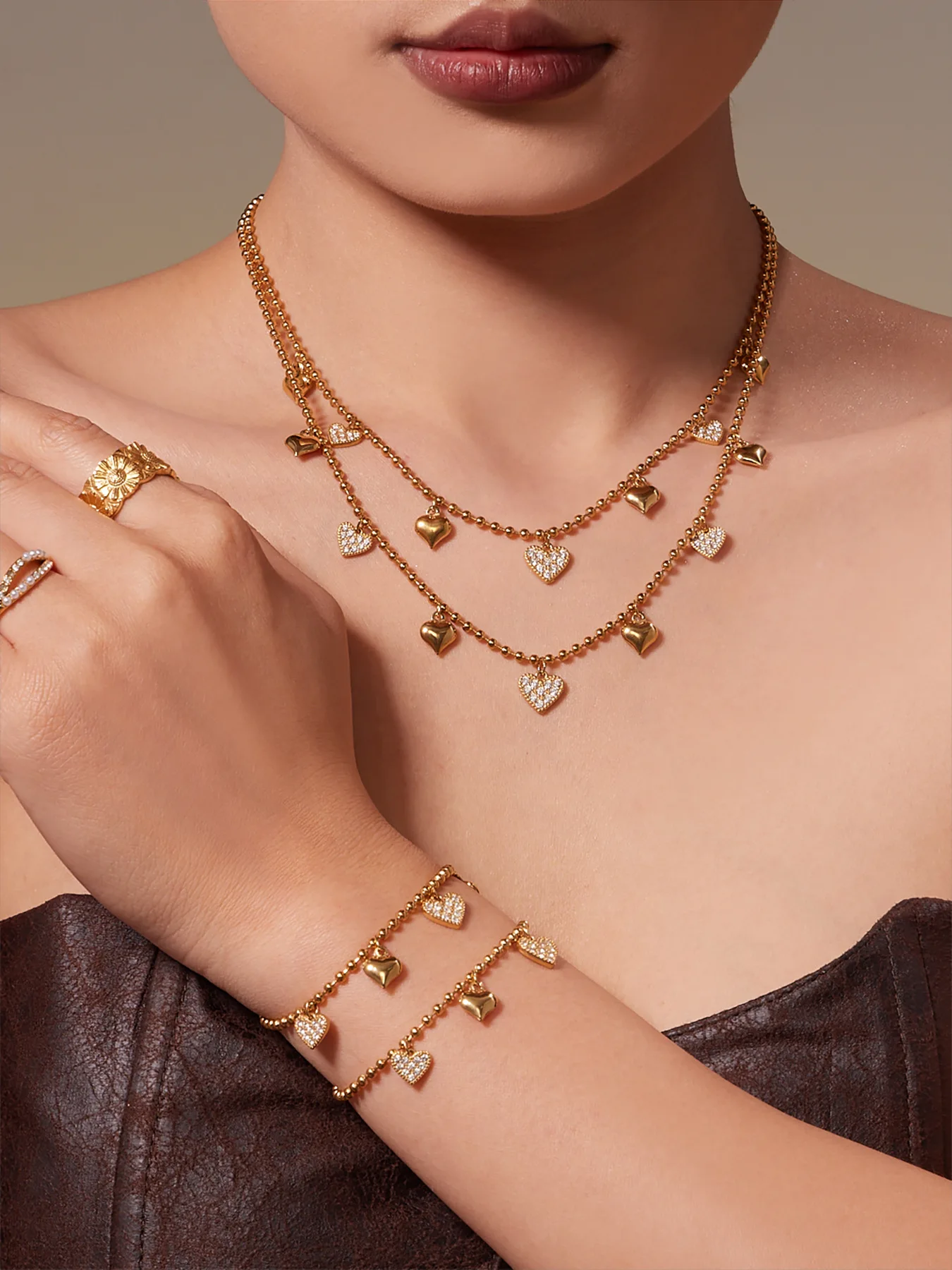 

Мульти-подвеска из нержавеющей стали с цирконом, цепочка на руку и ножной браслет, серьги, ожерелье, модные легкие роскошные украшения.