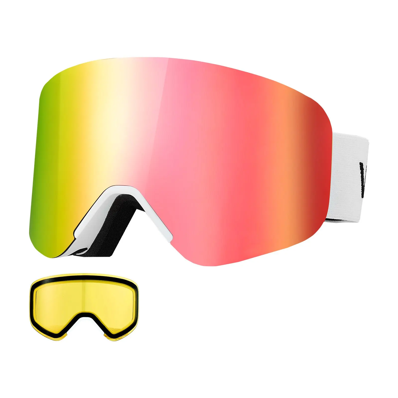 

Безрамочные лыжные очки, магнитные цилиндрические линзы с розовым покрытием Revo, противотуманные снегозащитные очки OTG для мужчин, женщин и молодежи, оправа из ТПУ