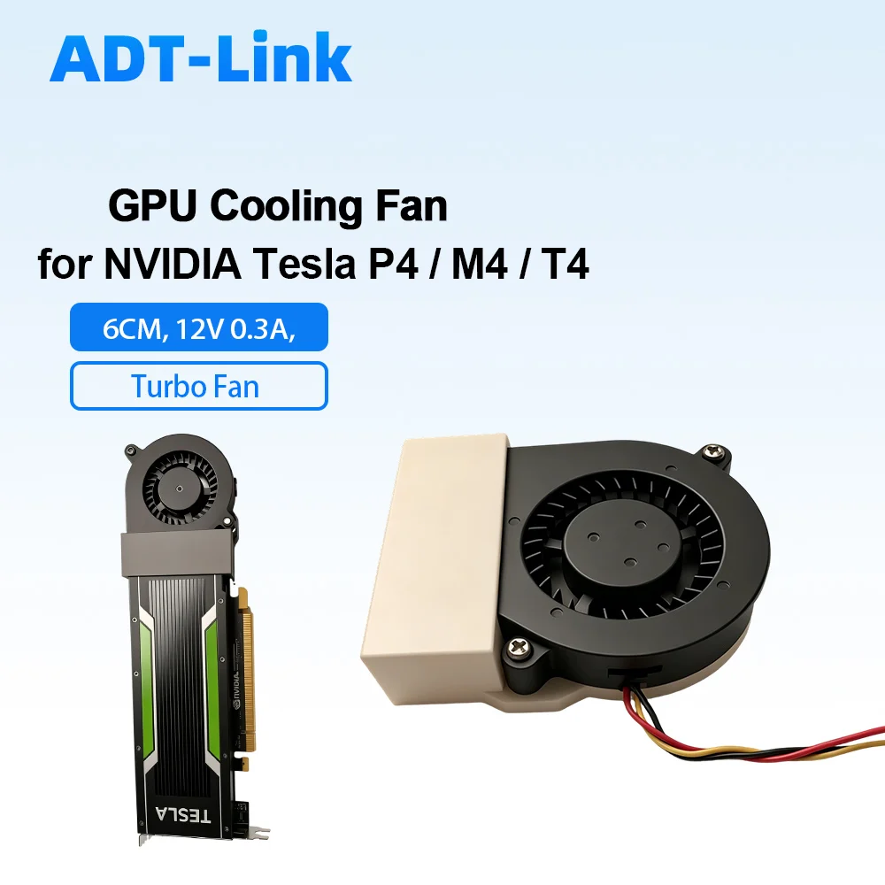 

6CM 1U Server Turbo Cooling Fan 12V 0.30A 5200RPM Dual Ball Bearing 3Pin for NVIDIA Tesla P4 M4 T4 Half-height GPU Replacement