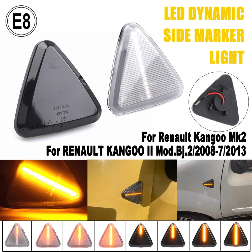 Car Accessories LED Dynamic Side Marker Turn Signal Lights For RENAULT KANGOO II Mod.Bj.2/2008-7/2013