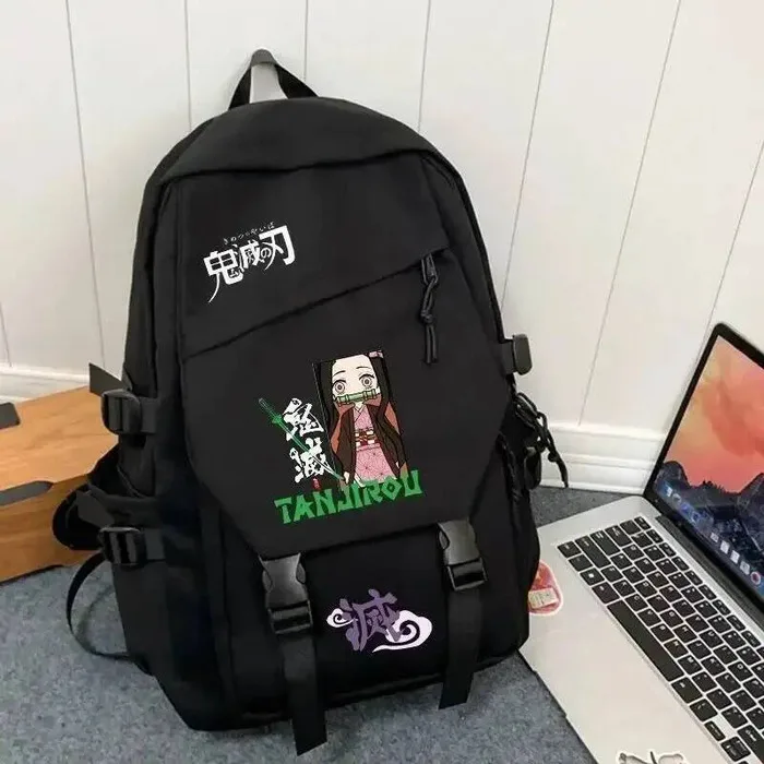 

Black Blue White Demon Slayer Kimetsu No Yaiba Student Teens School Bags Backpacks Anime Game
