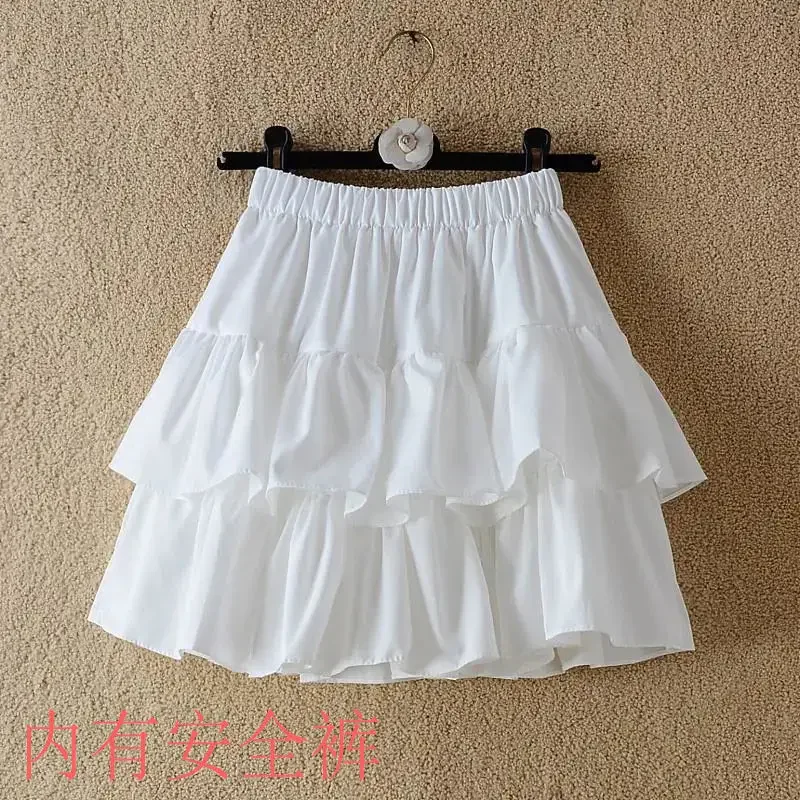 Kids Girls Pleated Skirts 2024 New Arrival Children Cake Skirts White Black Green Dance Clothes Summer Casual Chiffon Skirt