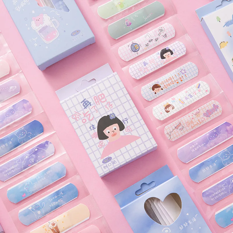 

20 Pcs Waterproof Breathable Cute Cartoon Adhesive Bandages First Aid Band Aid Emergency Kit Wound Plaster for Kids