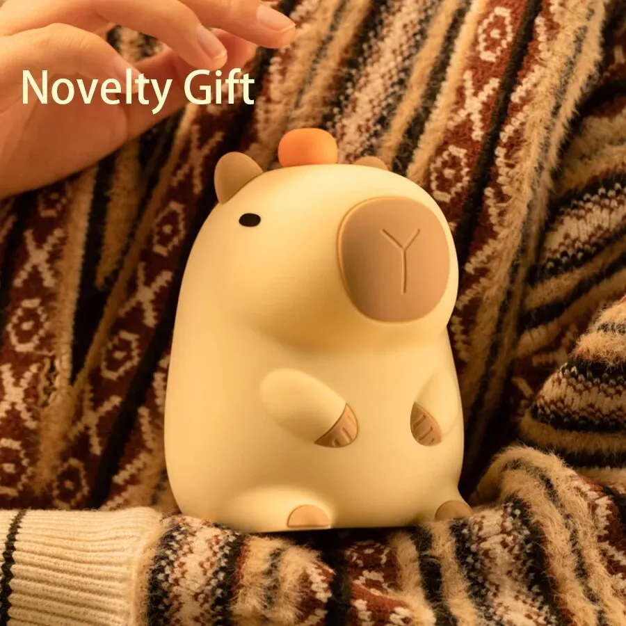 Cute Cartoon Capybara Night Light Silicone Animal Night Lamp Rechargeable Sleeping Nightlight Kids Bedside Lamp Room Decor Gifts