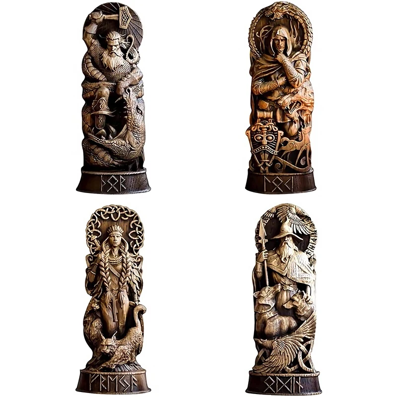 Viking God Goddes Sculpture Scandinavian Pantheon Resin Ornaments Freyja Statue Freya Norse Gods Carving Altar Heathen Asatru