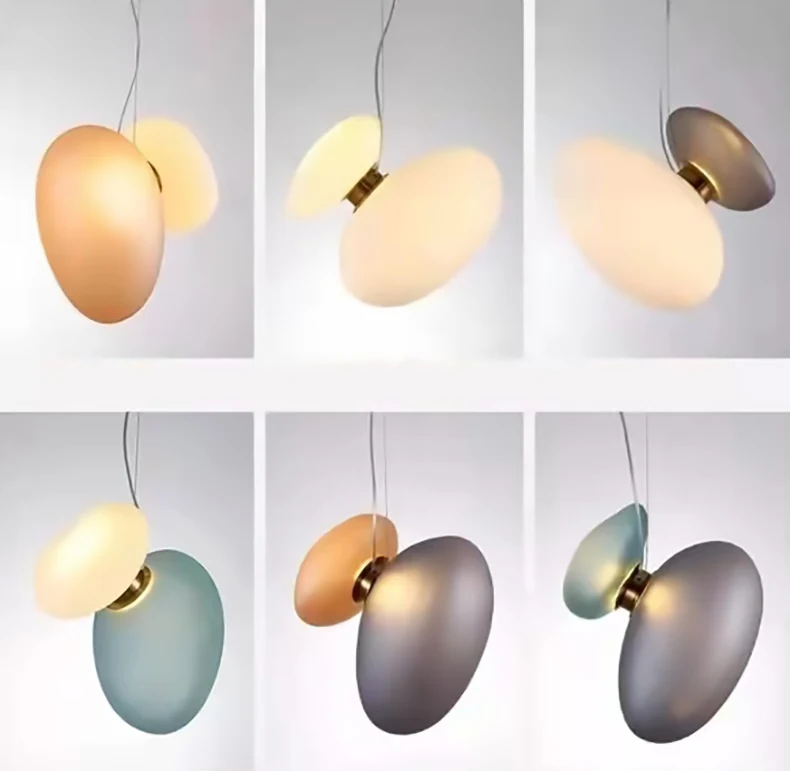 Colorful Glass Chandelier White Blue Gray Amber Pendant