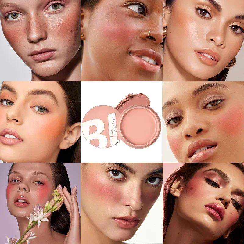 Frete grátis 3 em 1 lábios foscos olhos rosto blush à prova d'água gel maquiagem blush sedoso creme iluminar contorno blush rouge cosméticos