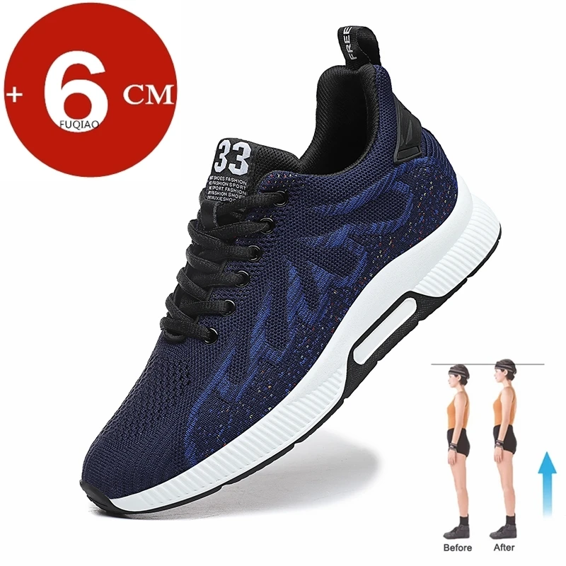 Men Elevator Shoes Hidden Heels Sneakers Summer Breathable Casual Shoes For Men Increase Insole 6CM Height Increasing Shoes Man