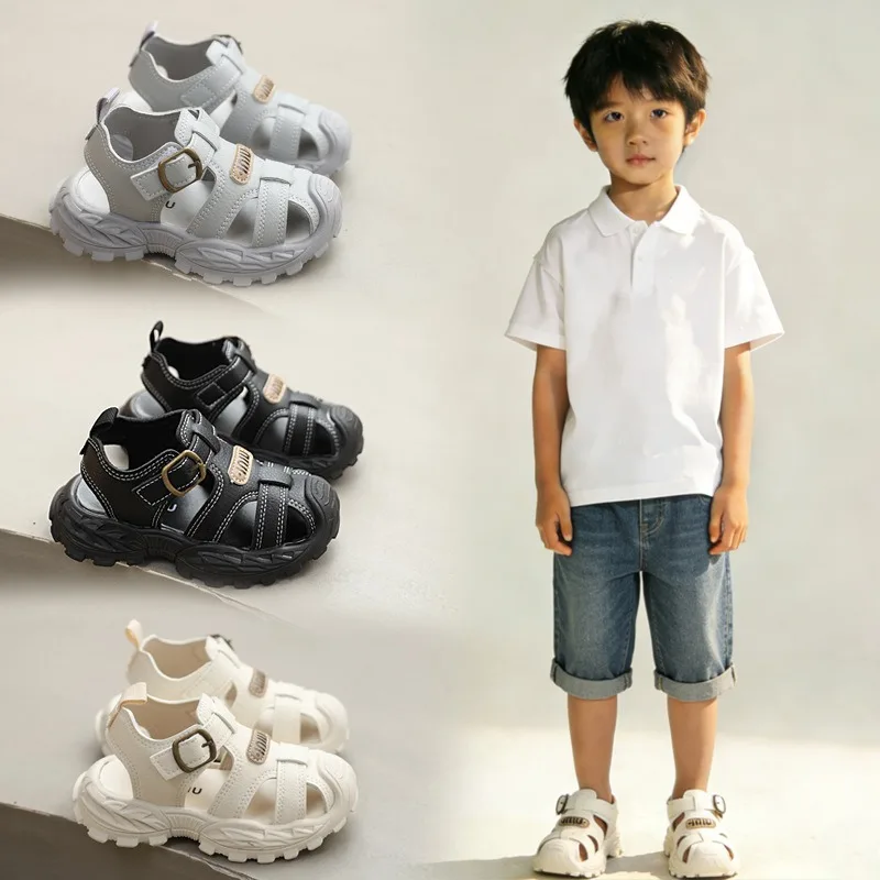

New Children Baotou Sandals Summer Sports Beach Shoes Hollow Slip-On Boys Girls Outdoor Water Casuals Sandals Kids Home Slippers
