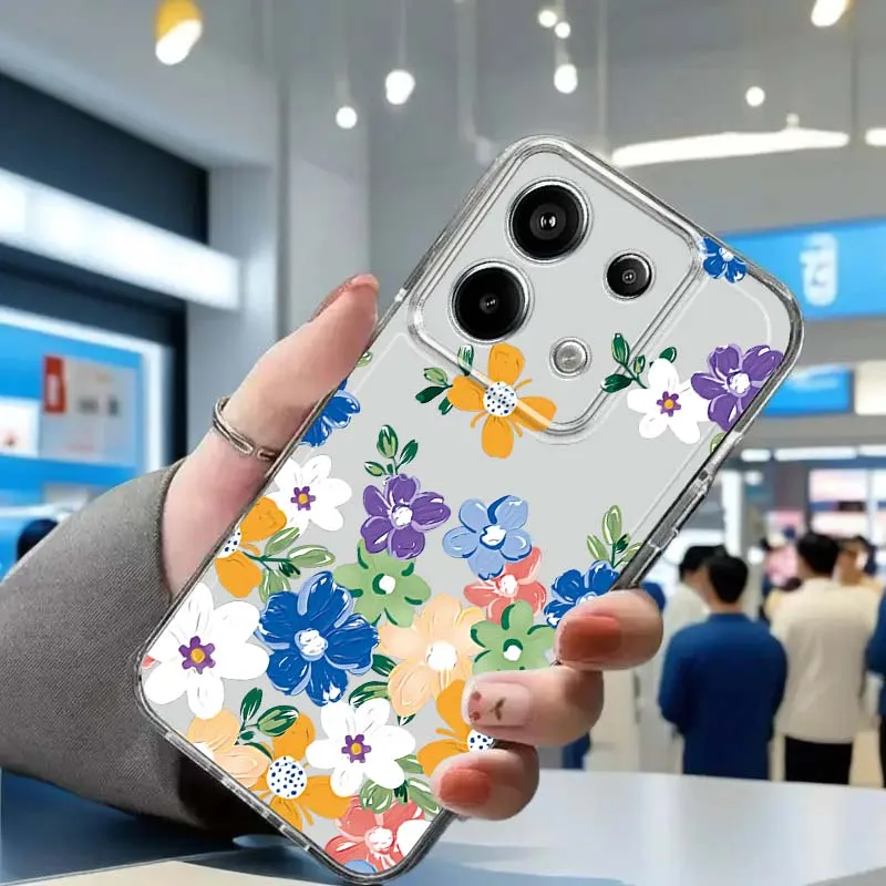 

Beautiful flower pattern Phone Case For Xiaomi Redmi Note 8 8T 9 9T 11E 12 13 14 Pro Plus Turbo 5G Fashion TPU Transparent