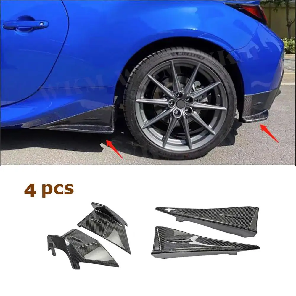 4pcs/set Carbon Fiber Rear Bumper Splitters Rear Side Skirts Splitters Flaps Apron for Toyota GR86 Subaru BRZ 2021+ FRP BodyKit