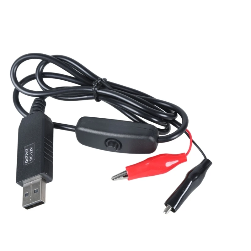 100cm teste de jacaré cilp para usb macho conector adaptador crocodilo teste braçadeira clipe cabo de alimentação com interruptor liga-desliga 5/9/12v