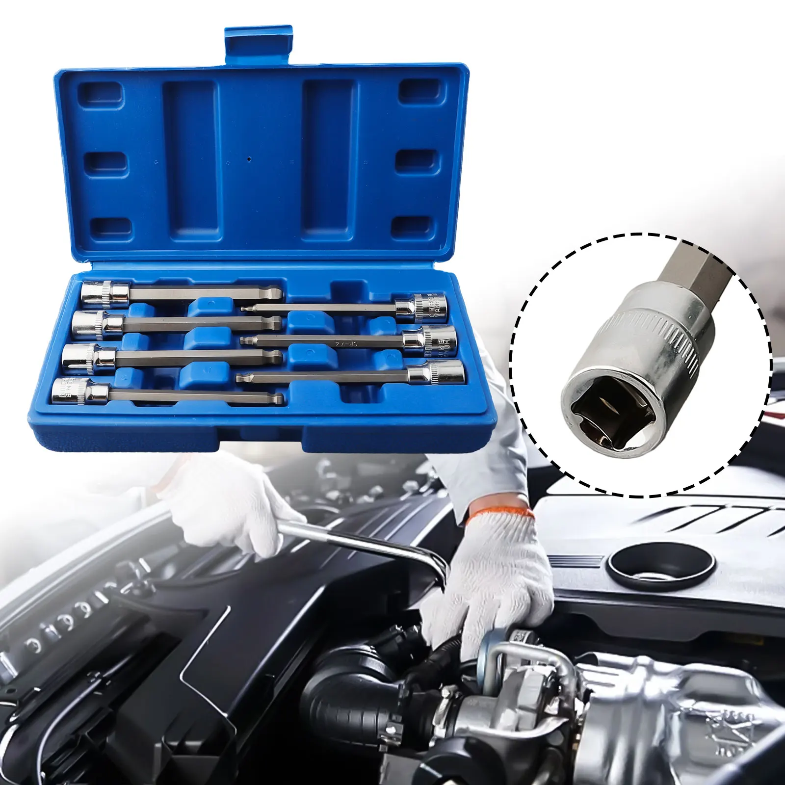 

7 шт. шаровой шестигранный торцевой ключ 3 8 дюймов квадратный адаптер 110 мм H3-H10 удлинитель головки для инструментов драйвера