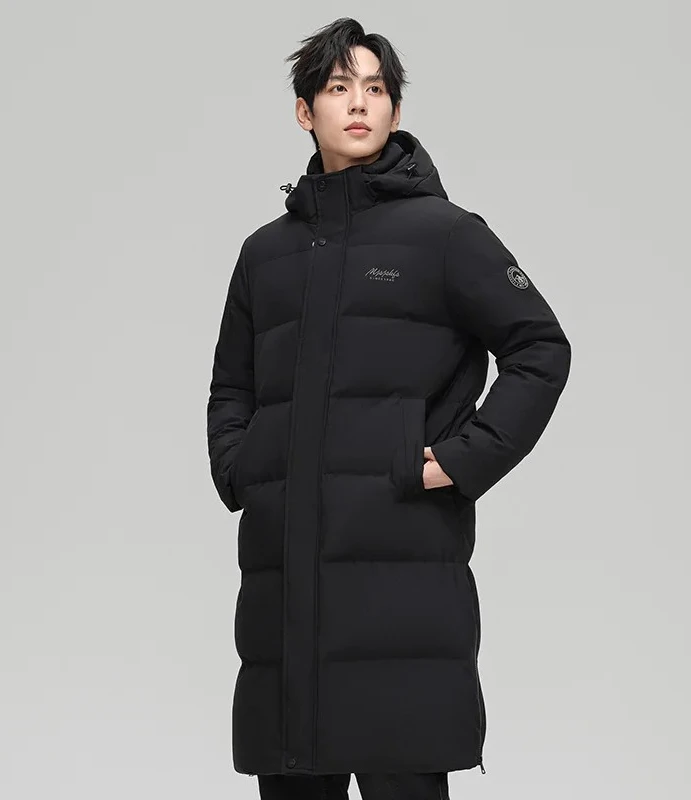 

Men's Winter Down Jacket Hooded Long Parka Coat Warm Thick White Duck Down Puffer Jacket for Cold Weather