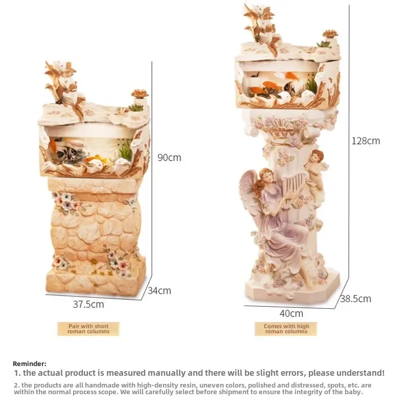 

European-style small flowing water fish tank living room TV cabinet next to lucky ornament Nordic fountain landscape creative ho