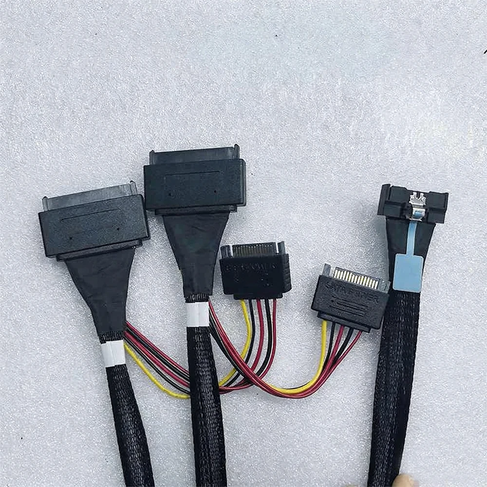 PCIe 5.0 SFF- 8639 MCIO X8 To 2x U.2 Interface NVMe SSD Cable 15pin Gen5 High-speed Data Transmission Expansion 60cm 80CM Length