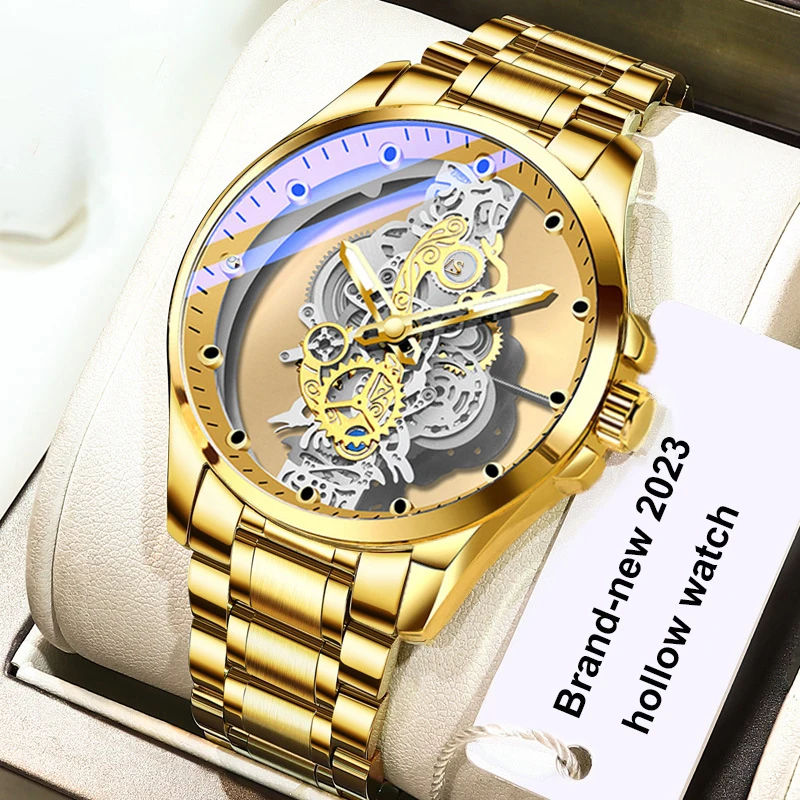 2024 Men’s Watches Top Brand Big Sport Watch Luxury Men Military Steel Quartz Wrist Watches Chronograph Gold Design Male Clock