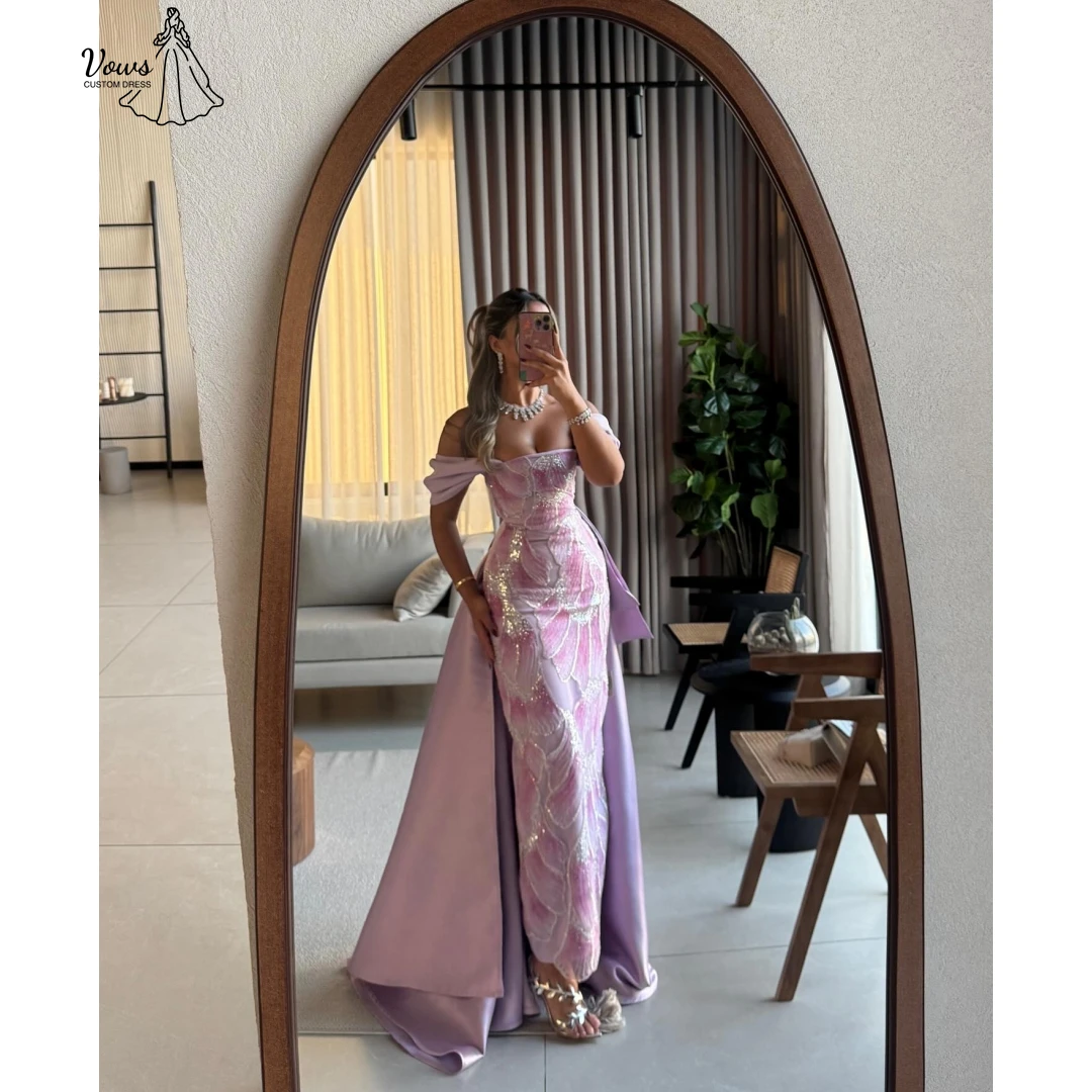 

Vows Card Shoulder Evening Luxury Dress 2025 Custom Made Fishtail Skirt Pattern Woman Elegant Dress Luxury Designer Dresses Prom