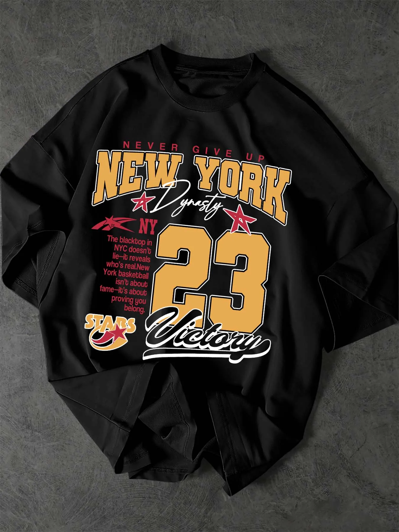 Men's New York 23 Victory Print T-Shirt Casual Streetwear Oversized O-Neck Short Sleeve Graphic Tee Tops   S-XXL