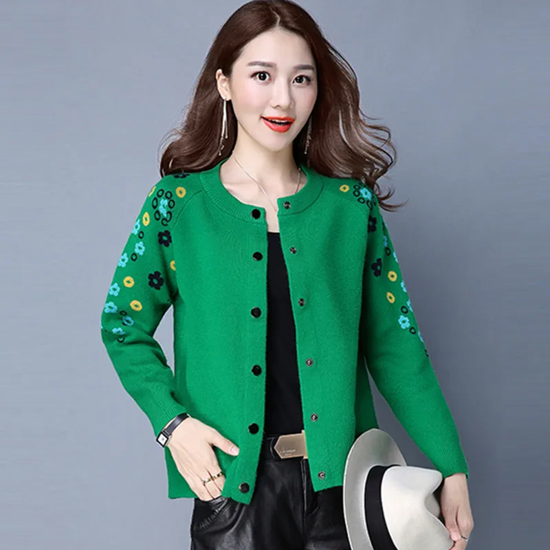 Fashion Button Spliced All-match Embroidery Cardigan Sweater Women\'s Clothing 2022 Autumn New Loose Casual Tops Office Lady Coat