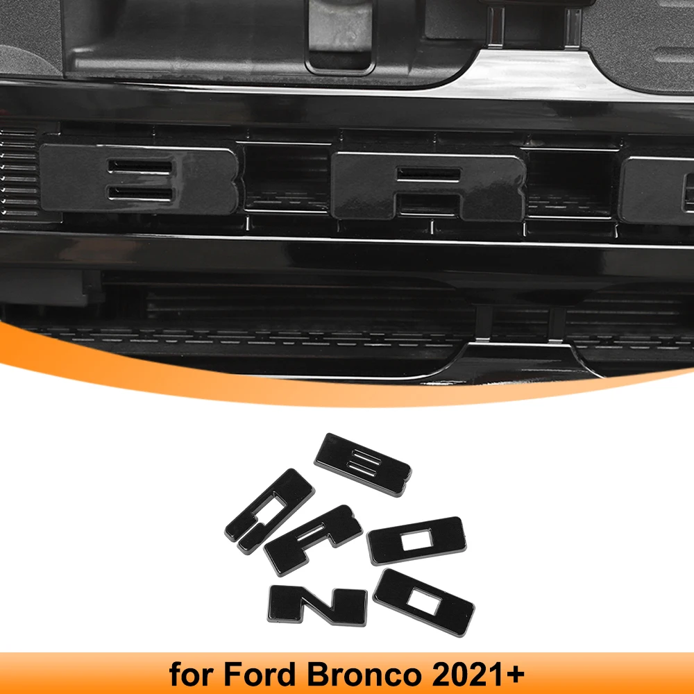 Parachoques delantero de coche, pegatinas embellecedoras de cubierta decorativa con emblema de letras para Ford Bronco 2021 2022 2023-2025, accesorios exteriores