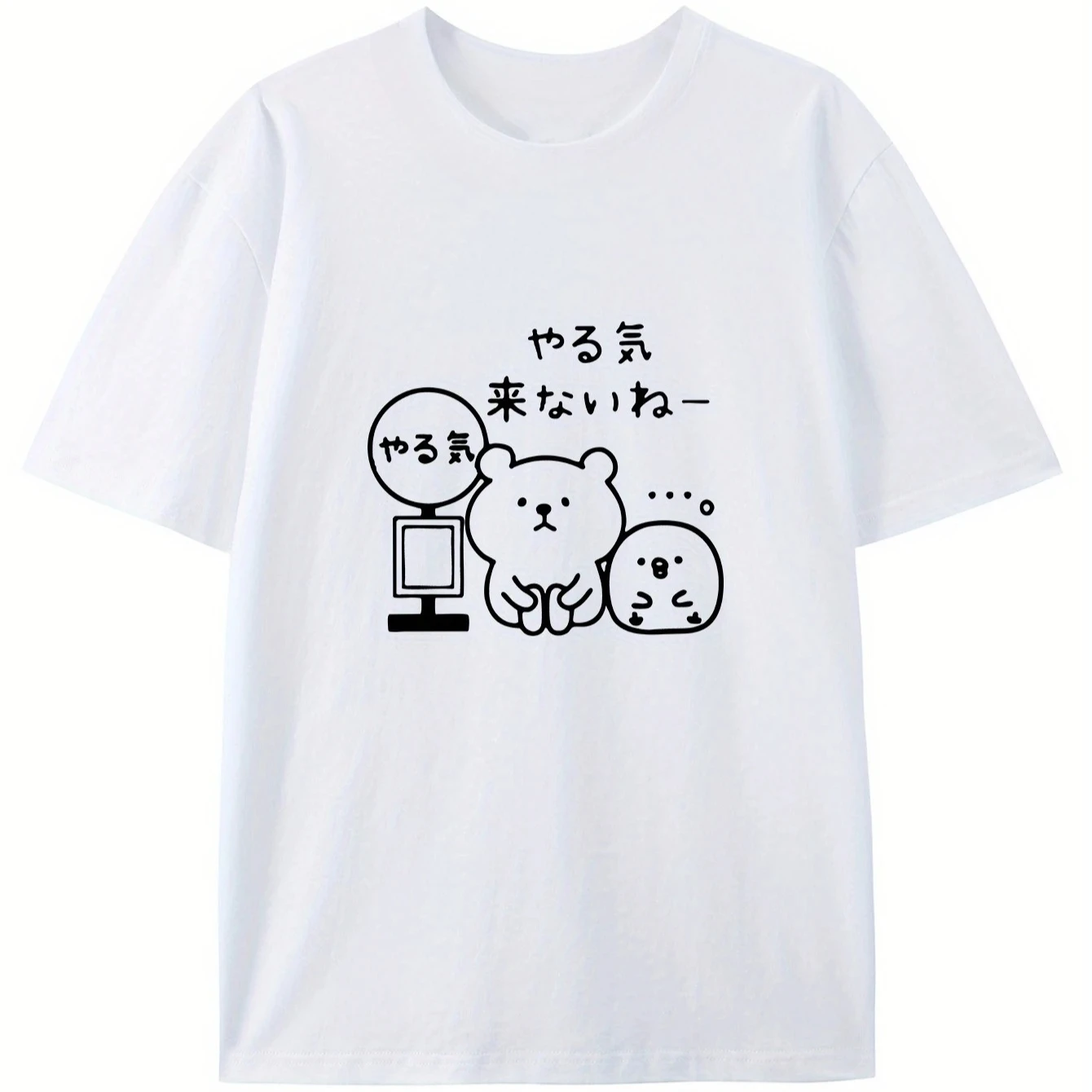 Summer Creative Sketched Bear Pattern Women's Clothing Funny Round Neck T-shirt Y2k Trendy Casual Daily Style Cutecore Promo Top