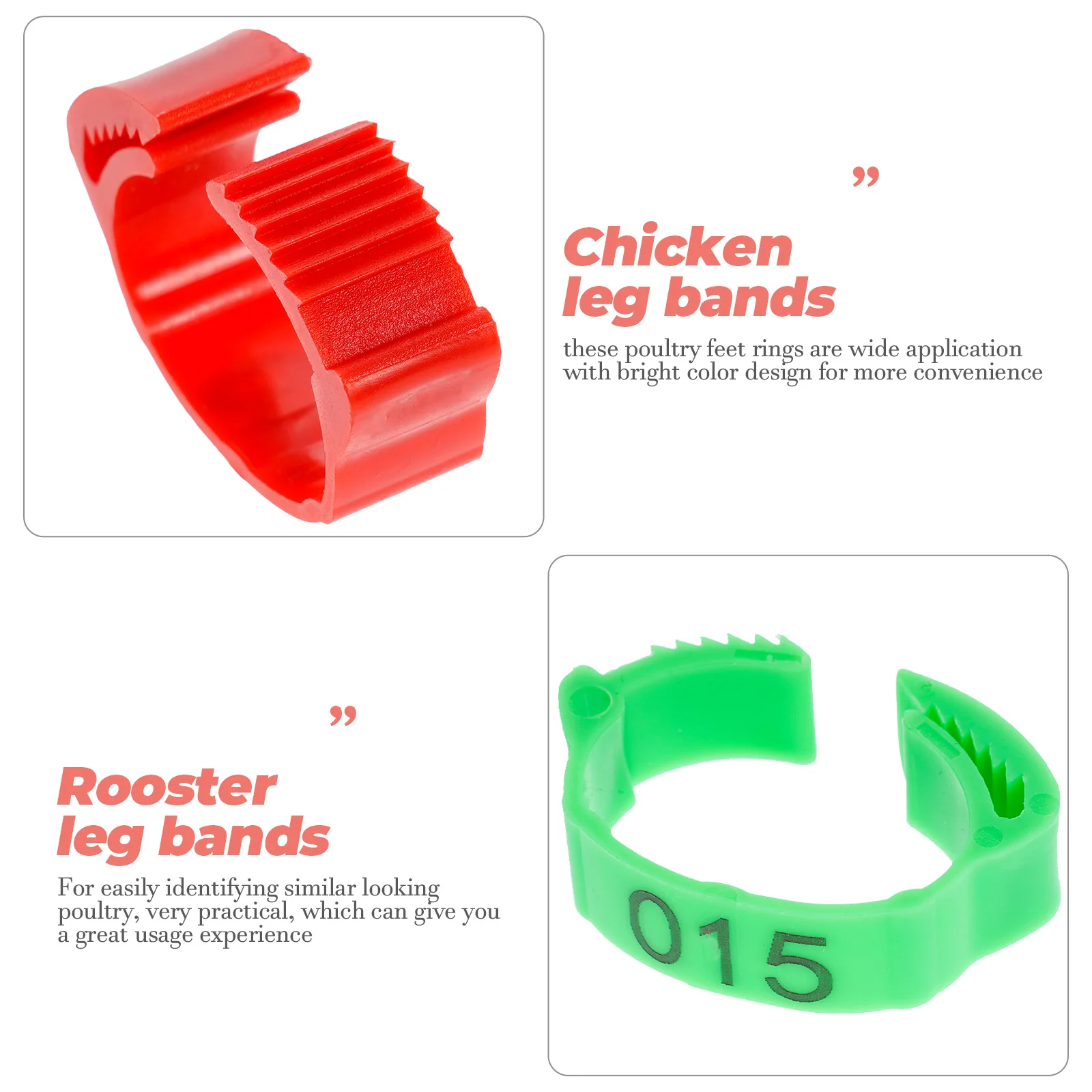 

200pcs Chicken Foot Ring Plastic Disposable Identification Leg Bands for Feet Tags Pet Supplies Accessories