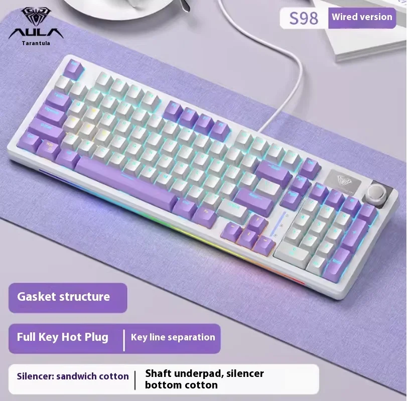 teclado mecanico de chave completa personalizado wolf spider s98 vem com 97 teclas teclado hot swap estrutura de junta novo 01