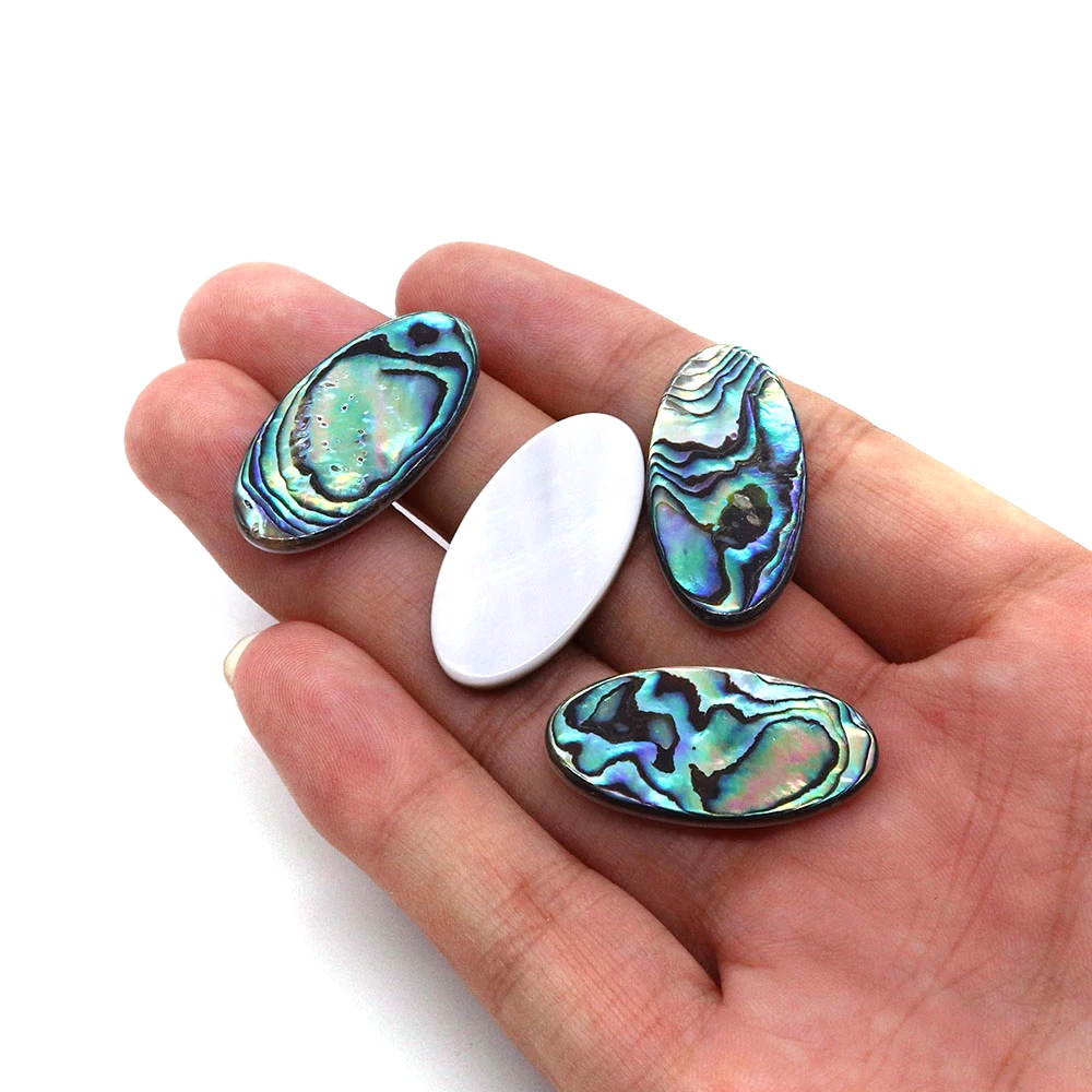 Vintage Natural Abalone Shell Cabochons Beads Flat Back Oval Cabochons Cameo Beads DIY Jewelry Making Necklace Ring Accessories