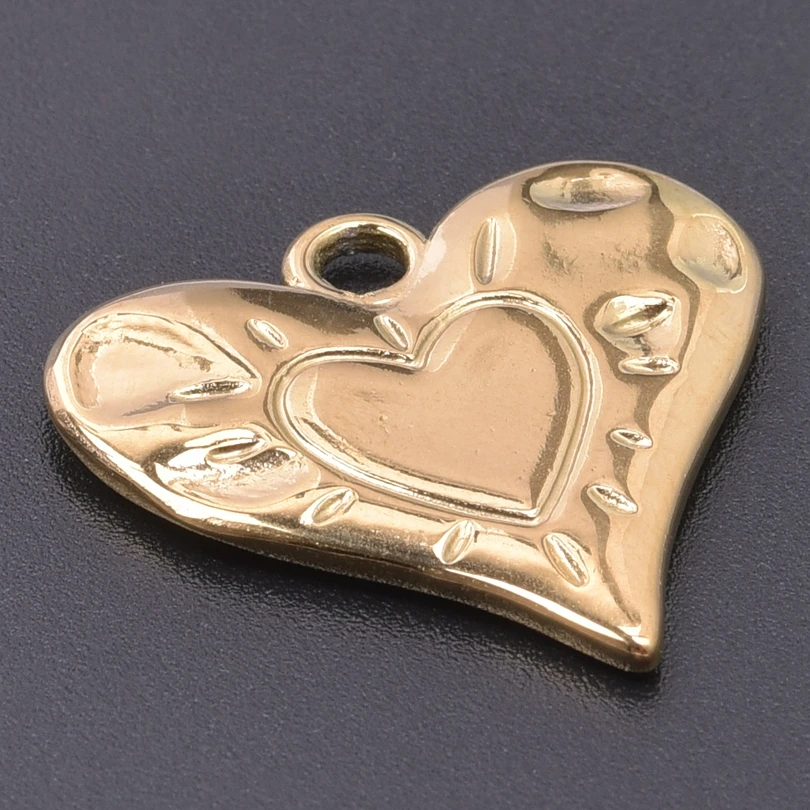 Love Stainless Steel Charm For Earring Making Supplies 6pcs Heart Jewelry Pendants Fashion Accessories DIY Couple Gift Bedeltjes