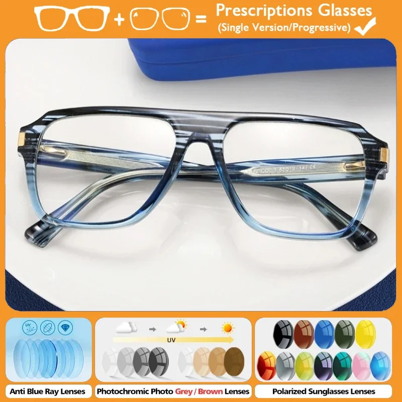 

KUXA новый дизайн, модные геометрические оптические очки, мужские квадратные очки в большой оправе для чтения при близорукости, настраиваемые очки по рецепту