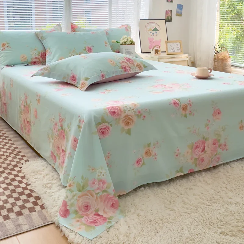 

Bonenjoy 100% Cotton Bedsheet Floral Style Flat Sheet Skin-friendly Bed Linen Home Adults Kids Sheets (Pillowcase Need Order)