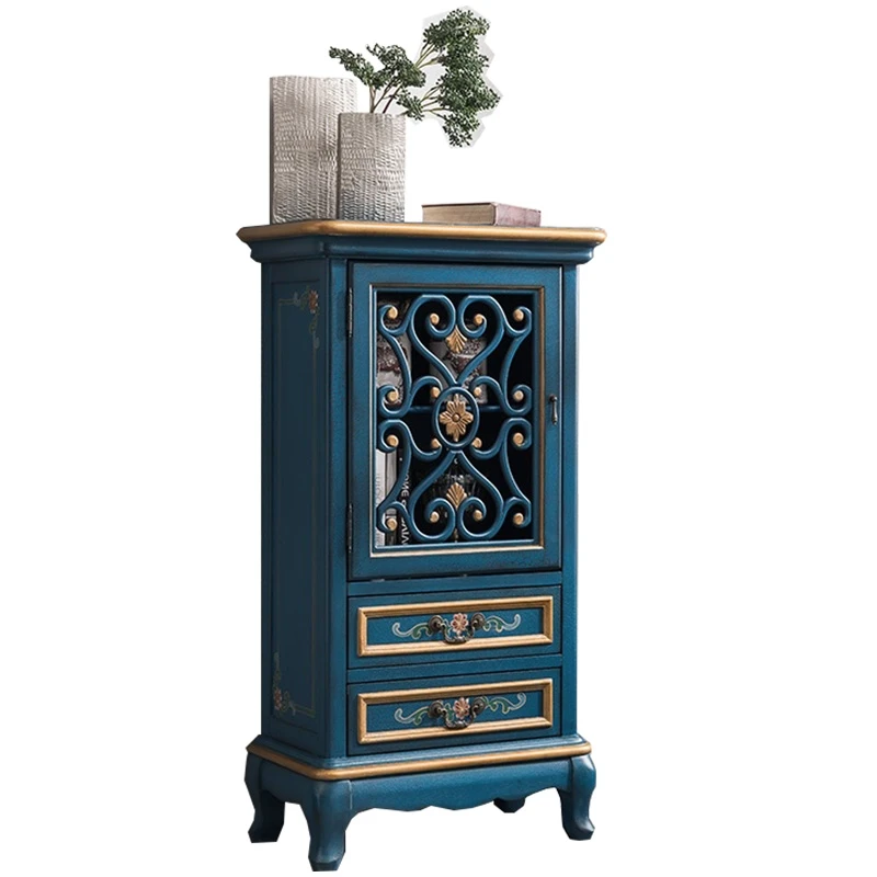 

American solid wood painted dining side cabinet, living room retro cabinet, kitchen simple small apartment storage cabinet