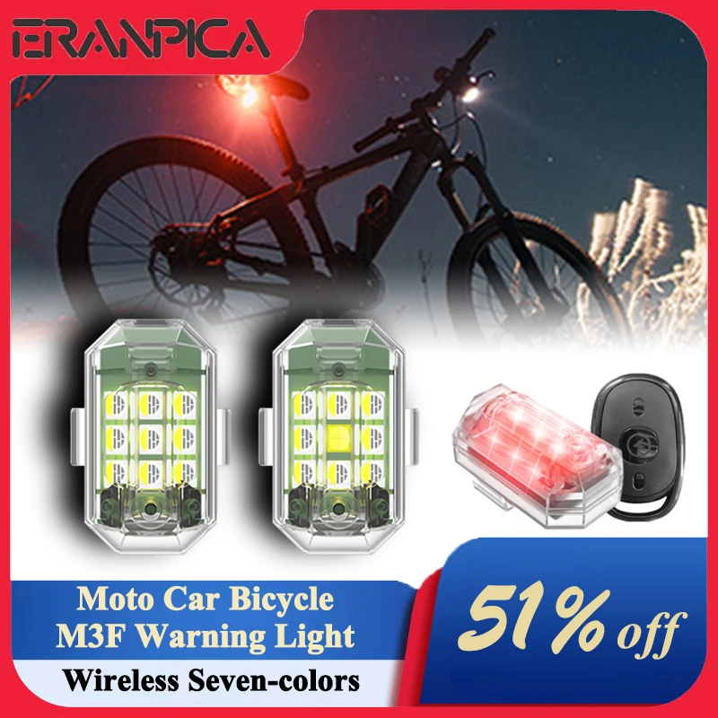 

Waterproof LED Night Warning Light Rechargeable Motorcycle 7 Colors Flashing Taillight For Bicycle Aircraft Drone Strobe Light