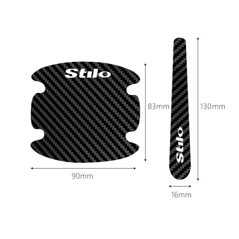 Carbon Fiber Car Door Handle Bowl Scratch Proof Sticker Decal with Fiat Logo for Fiat Stilo Logo 500X Panda Punto Accessories
