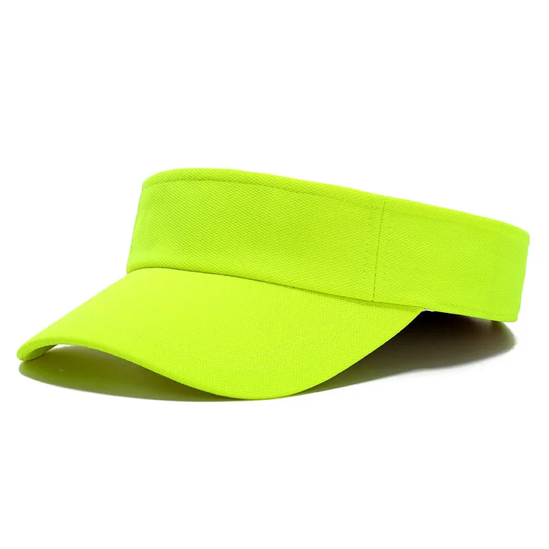 Plain Neon Yellow Women Sun Visors Ladies Golf Tennis Running Visor Bright Color Pink Orange Adjustable One Size