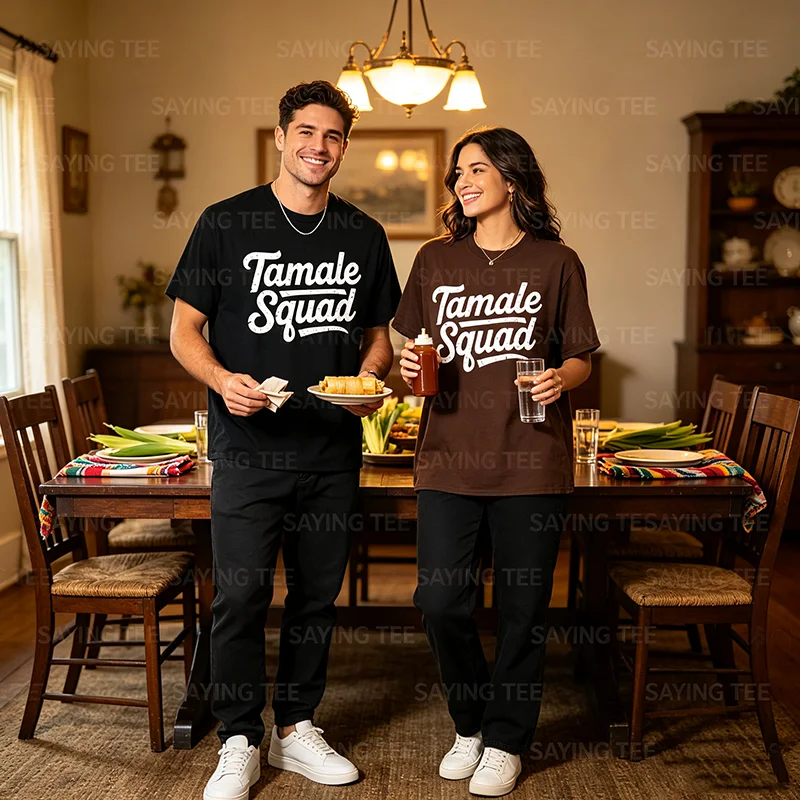 Tamale Squad Shirt – Lustiges T-Shirt mit mexikanischem Essen und Familienmotiv, Y2k-Buchstaben, bedrucktes, personalisiertes Spruch-T-Shirt, weiche Baumwollkleidung – Detail 3