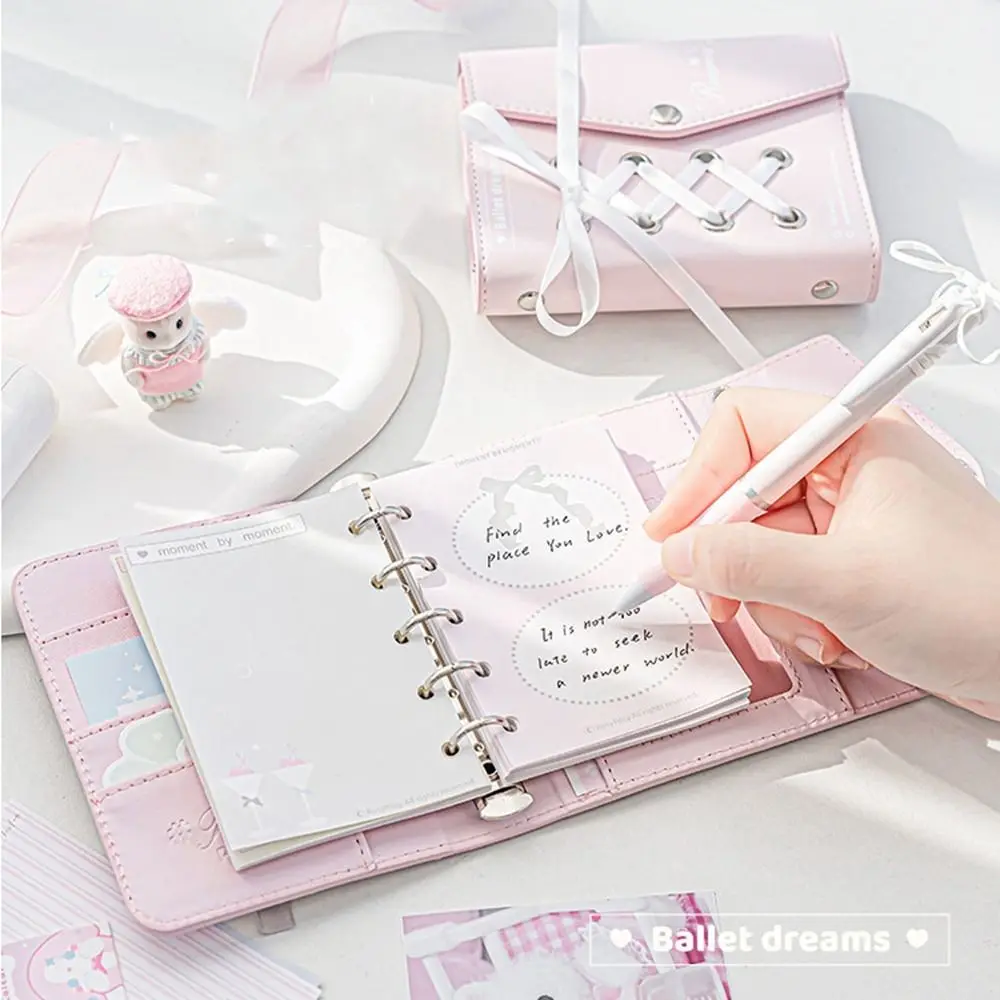 القرطاسية الشريط فضفاضة ورقة دفتر بو الجلود المحمولة اليد دفتر الأستاذ الجمالية البسيطة Balletcore كتاب الاطفال هدية